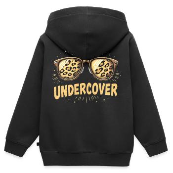 Discours d’infiltration - Costume drôle avec Sun Bril - Sweat Premium à capuche zippé enfant bio - noir - Dos - AI Model Kid Male (0cm)