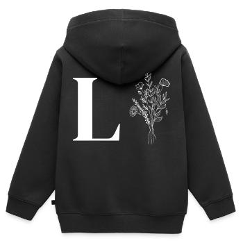 Minimalistische Blumen - Kinder Premium Organic Zip Hoodie - Schwarz - Hinten - AI Model Kid Male (0cm)