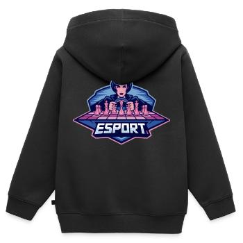 Queen Chess Pieces Sketch eSport Spiel - Kinder Premium Organic Zip Hoodie - Schwarz - Hinten - AI Model Kid Male (0cm)