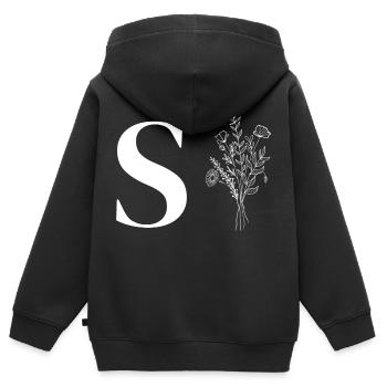 Minimalistische Blumen - Kinder Premium Organic Zip Hoodie - Schwarz - Hinten - AI Model Kid Male (0cm)