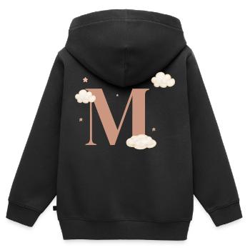 Buchstabe m bewölkt Sterne - Kinder Premium Organic Zip Hoodie - Schwarz - Hinten - AI Model Kid Male (0cm)