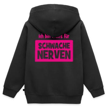 Ich bin nichts für schwache Nerven - Kinder Premium Organic Zip Hoodie - Schwarz - Hinten - AI Model Kid Male (0cm)