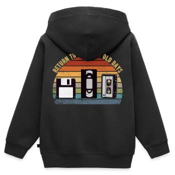 Nostalgie des années 90 - Sweat Premium à capuche zippé enfant bio - noir - Dos - AI Model Kid Male (0cm)