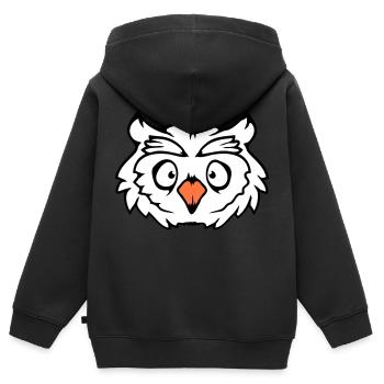 Eule Vogel Uhu Nachtvogel Schleiereule Kauz Comic - Kinder Premium Organic Zip Hoodie - Schwarz - Hinten - AI Model Kid Male (0cm)