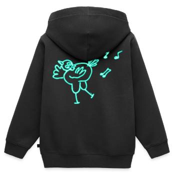 Poulet néon - Sweat Premium à capuche zippé enfant bio - noir - Dos - AI Model Kid Male (0cm)
