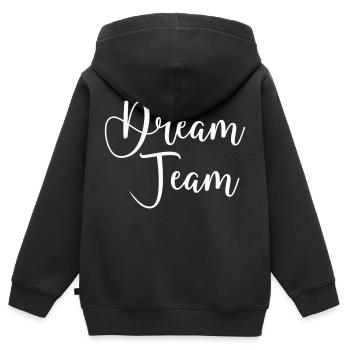 Équipe de rêve - Sweat Premium à capuche zippé enfant bio - noir - Dos - AI Model Kid Male (0cm)