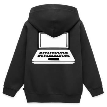 ordinateur portable - Sweat Premium à capuche zippé enfant bio - noir - Dos - AI Model Kid Male (0cm)