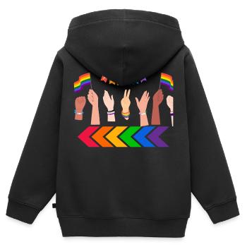 Doigt de fierté - Sweat Premium à capuche zippé enfant bio - noir - Dos - AI Model Kid Male (0cm)
