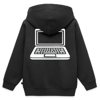ordinateur portable - Sweat Premium à capuche zippé enfant bio - noir - Dos - AI Model Kid Male (0cm)