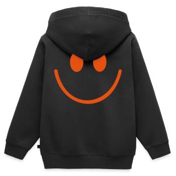 Smiley - Kinder Premium Organic Zip Hoodie - Schwarz - Hinten - AI Model Kid Male (0cm)
