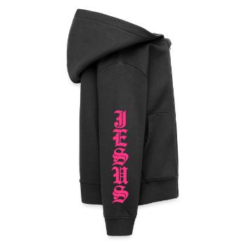 Jesus Vertical - Kids Premium Organic Zip-up Hoodie - black - Right - AI Model Kid Male (0cm)