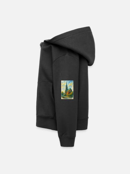 Gothische Kirche im impressionistischen Stil - Kinder Premium Organic Zip Hoodie - Schwarz