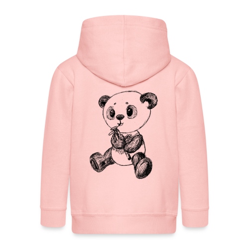 Panda niedźwiedź czarny scribblesirii - Rozpinana bluza dziecięca z kapturem Premium