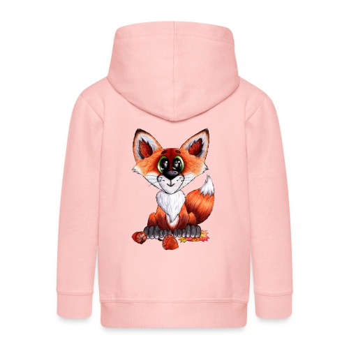llwynogyn - a little red fox - Rozpinana bluza dziecięca z kapturem Premium