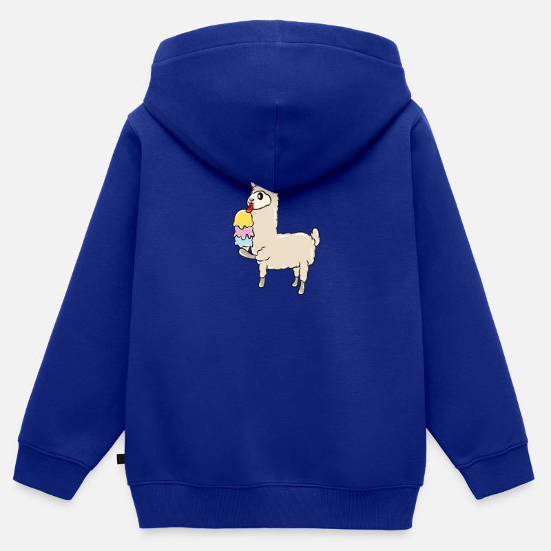 Lama Eiskrem Kinder Premium Organic Zip Hoodie