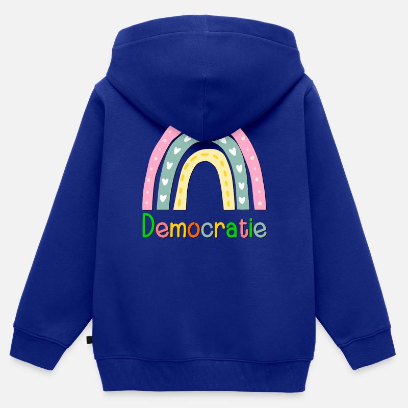 Rainbow Democracy Kids Premium Organic Zip-up Hoodie
