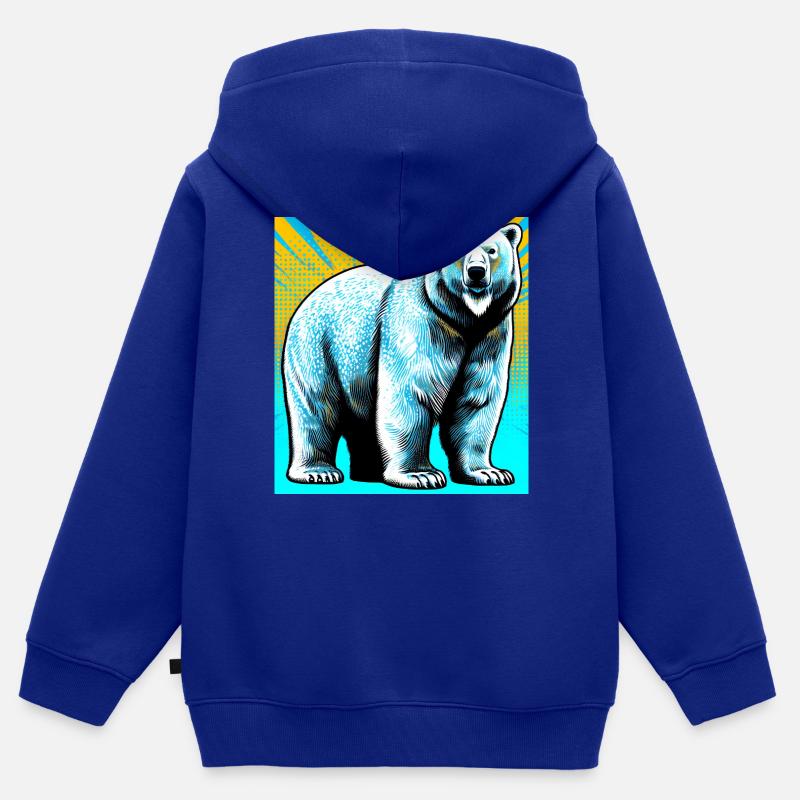 ours blanc Sweat Premium à capuche zippé enfant bio