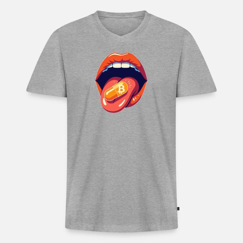 bitcoin orangepill basic - Männer Premium Bio T-Shirt mit V-Ausschnitt - Grau meliert