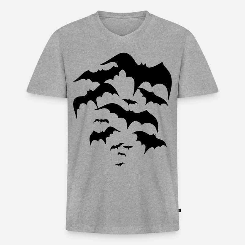 Fledermäuse, bats, Vampire, Dracula - Männer Premium Bio T-Shirt mit V-Ausschnitt - Grau meliert