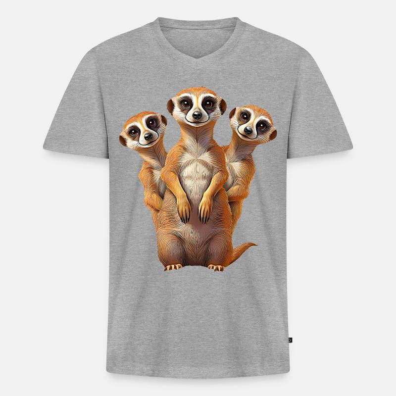Erdmaennchen - Männer Premium Bio T-Shirt mit V-Ausschnitt - Grau meliert