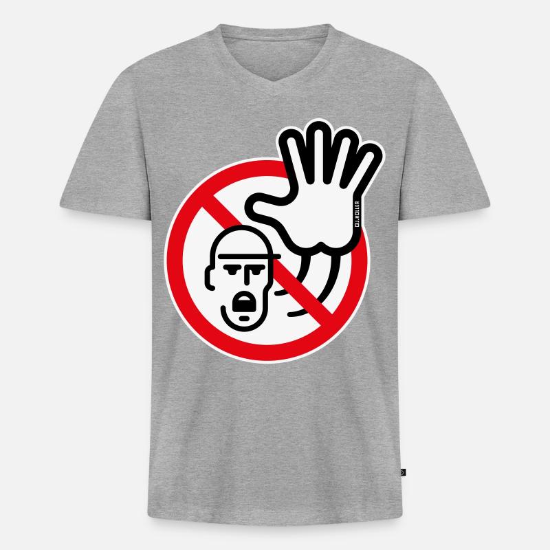 Warnzeichen / Warnung / Verbot (Symbol / 3C) - Männer Premium Bio T-Shirt mit V-Ausschnitt - Grau meliert