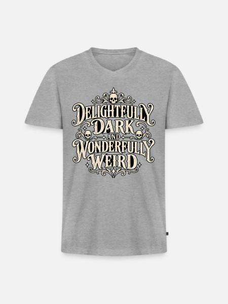 Dunkel und Fremd - Männer Premium Bio T-Shirt mit V-Ausschnitt - Grau meliert