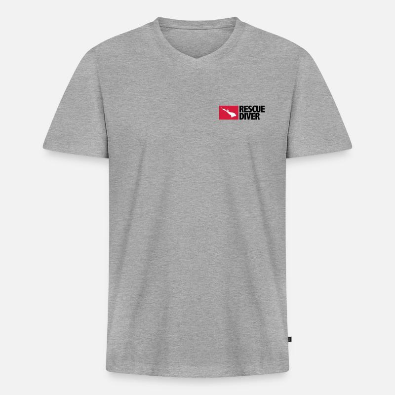 Rescue Diver - Männer Premium Bio T-Shirt mit V-Ausschnitt - Grau meliert