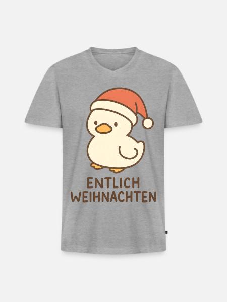 Lustiges Weihnachts T-Shirt Geschenk - Männer Premium Bio T-Shirt mit V-Ausschnitt - Grau meliert