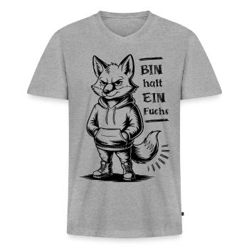 Bin halt ein Fuchs - Männer Premium Bio T-Shirt mit V-Ausschnitt - Grau meliert - Vorne