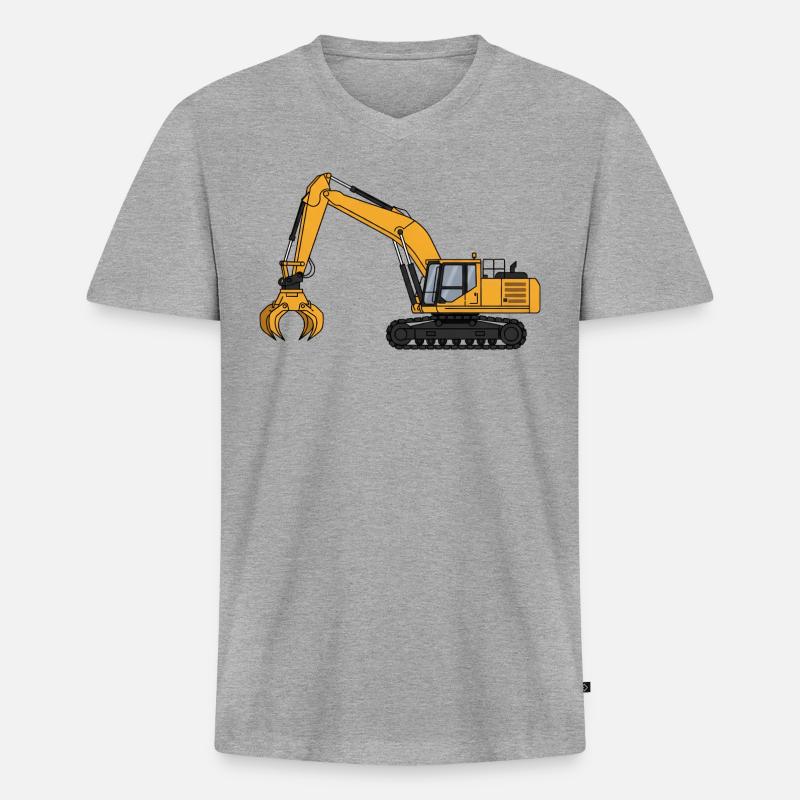 Bagger Baggerfahrer Baustelle  - Männer Premium Bio T-Shirt mit V-Ausschnitt - Grau meliert