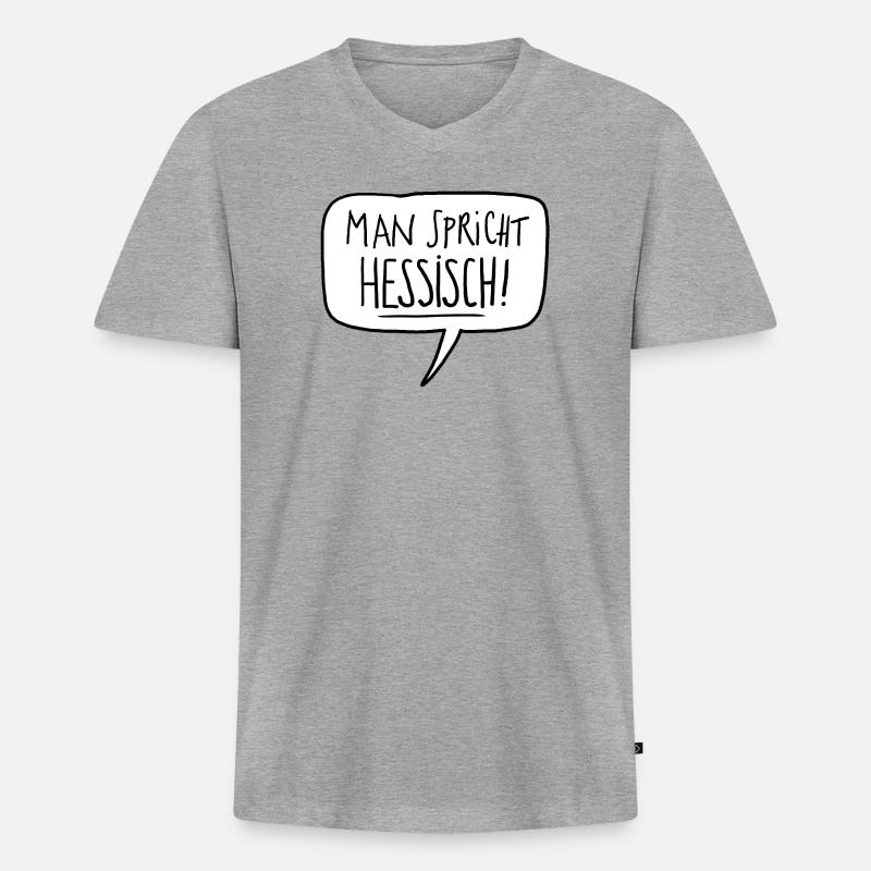 Hessisch - Männer Premium Bio T-Shirt mit V-Ausschnitt - Grau meliert