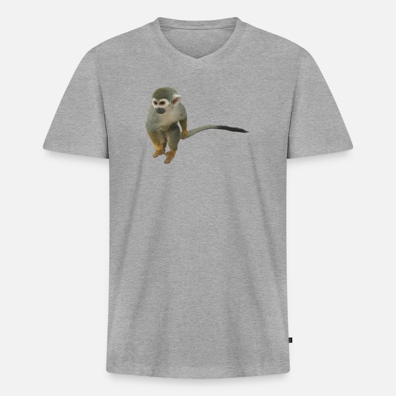 Affe - Männer Premium Bio T-Shirt mit V-Ausschnitt - Grau meliert
