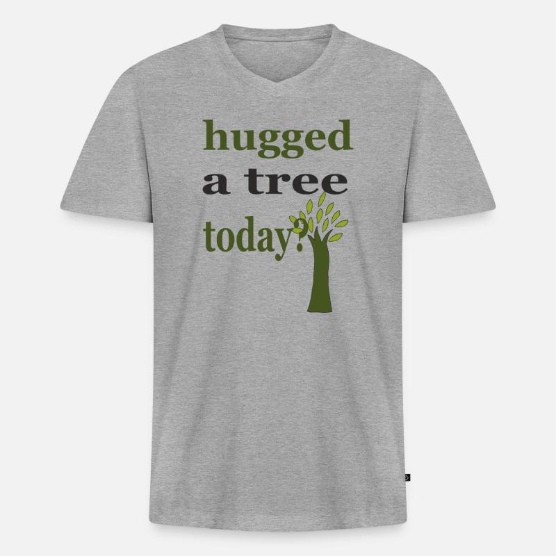 hugged a tree - Männer Premium Bio T-Shirt mit V-Ausschnitt - Grau meliert