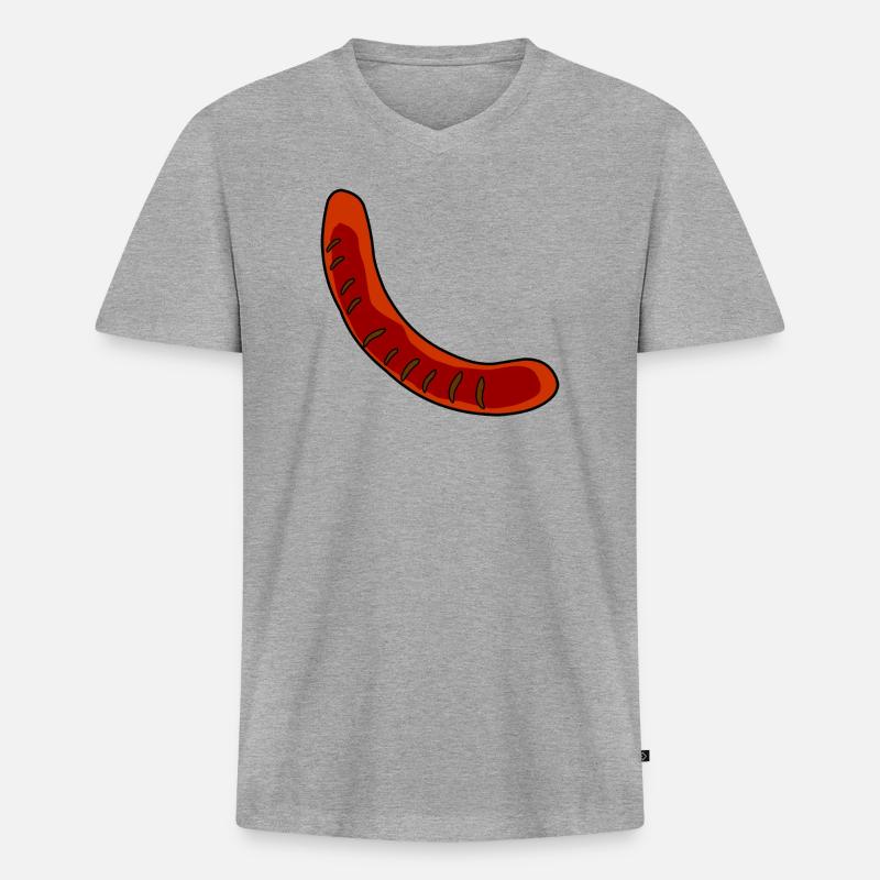 Wurst oder Bratwurst - Männer Premium Bio T-Shirt mit V-Ausschnitt - Grau meliert