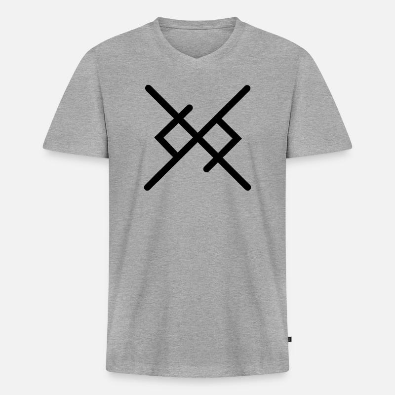 Ewige Liebe in Wikingerrunen - Männer Premium Bio T-Shirt mit V-Ausschnitt - Grau meliert
