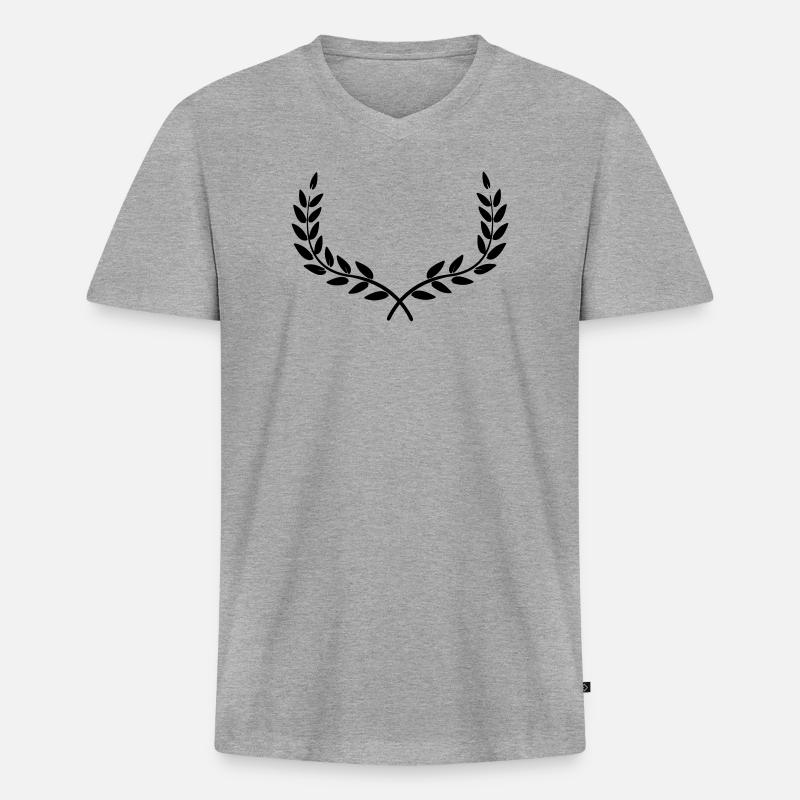 Kranz Lorbeerkranz - Männer Premium Bio T-Shirt mit V-Ausschnitt - Grau meliert
