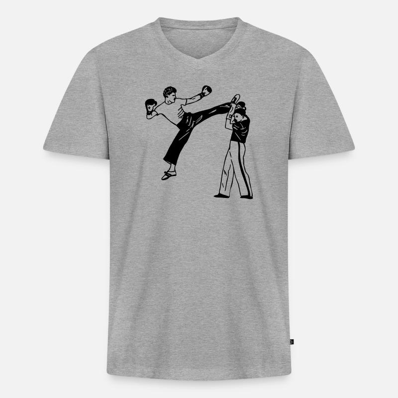 Kickboxen savate - Männer Premium Bio T-Shirt mit V-Ausschnitt - Grau meliert