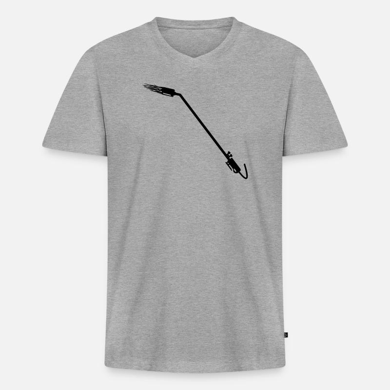 Dachdecker-Gasbrenner - Männer Premium Bio T-Shirt mit V-Ausschnitt - Grau meliert
