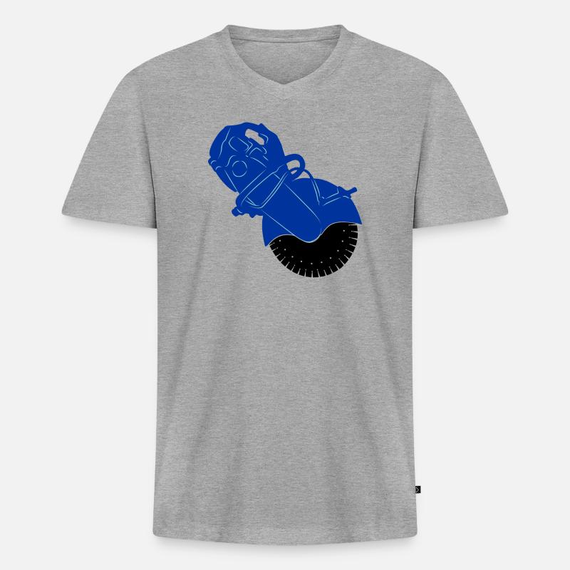 Pflastersteinsäge oder Steinsägemaschine - Männer Premium Bio T-Shirt mit V-Ausschnitt - Grau meliert