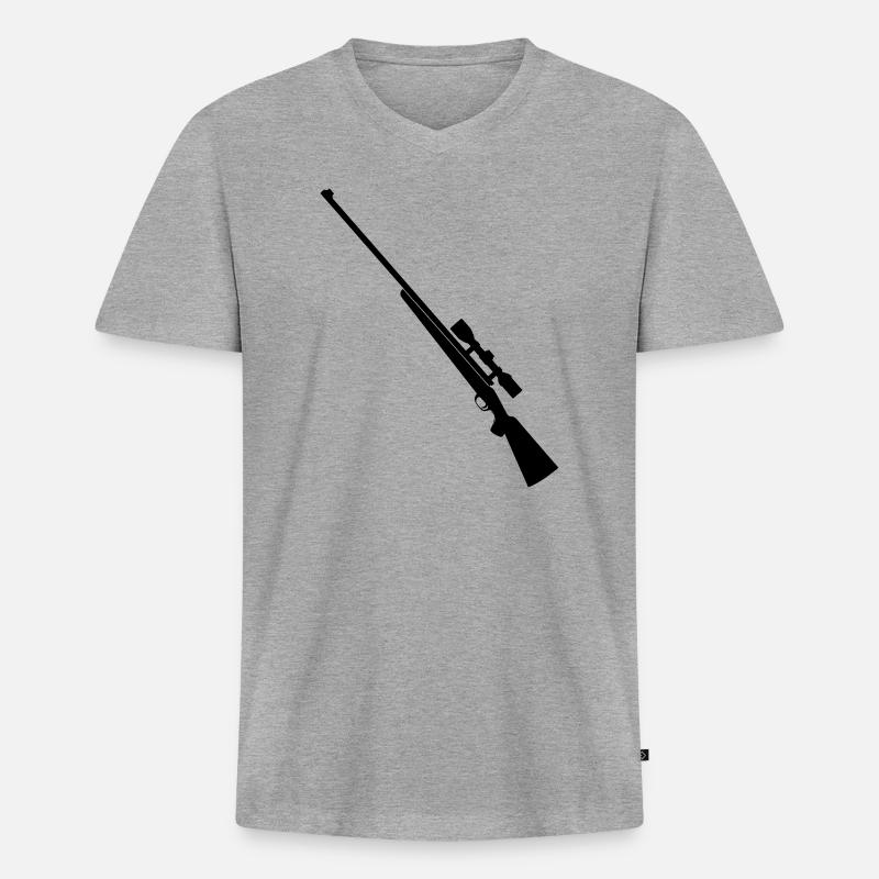 Schrotflinte Scharfschützengewehr - Männer Premium Bio T-Shirt mit V-Ausschnitt - Grau meliert