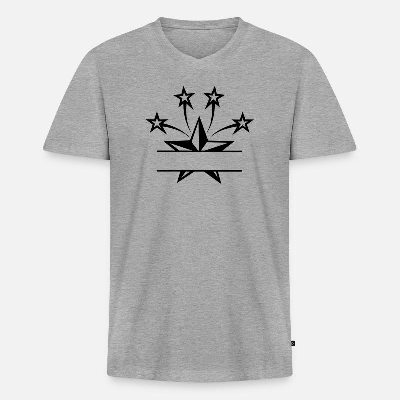 Leuchtender Stern - Männer Premium Bio T-Shirt mit V-Ausschnitt - Grau meliert