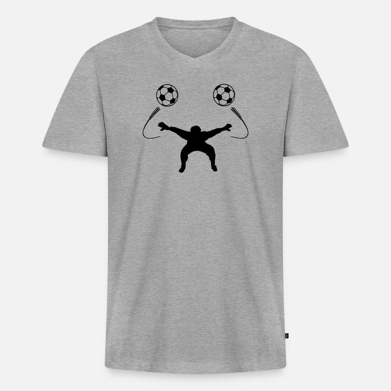 Torwart oder Torwartschattenfigur - Männer Premium Bio T-Shirt mit V-Ausschnitt - Grau meliert
