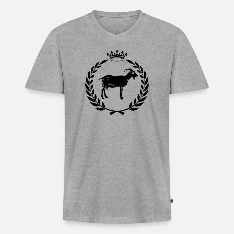 Bester Ziegen- oder Käse-Lorbeerkranz - Männer Premium Bio T-Shirt mit V-Ausschnitt - Grau meliert