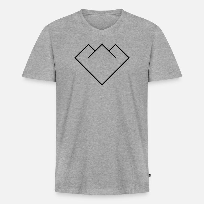 Berg - Männer Premium Bio T-Shirt mit V-Ausschnitt - Grau meliert
