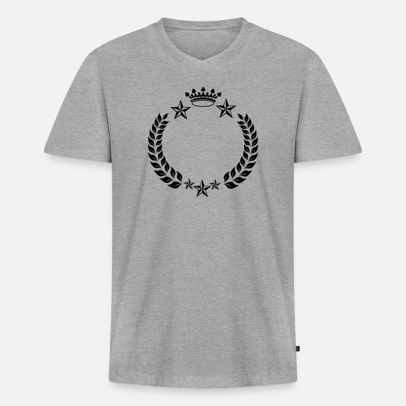 Lorbeerkranz Stern Krone - Männer Premium Bio T-Shirt mit V-Ausschnitt - Grau meliert