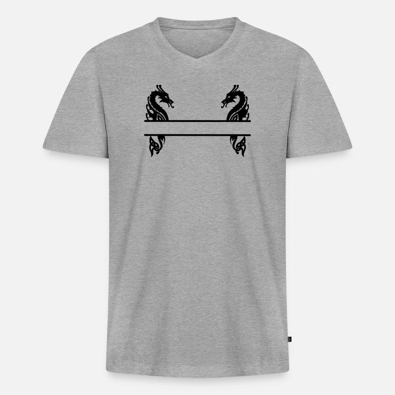Wikinger zwei Drachen - Männer Premium Bio T-Shirt mit V-Ausschnitt - Grau meliert