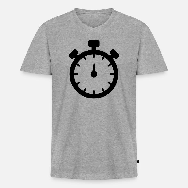 Stoppuhr 2 - Männer Premium Bio T-Shirt mit V-Ausschnitt - Grau meliert