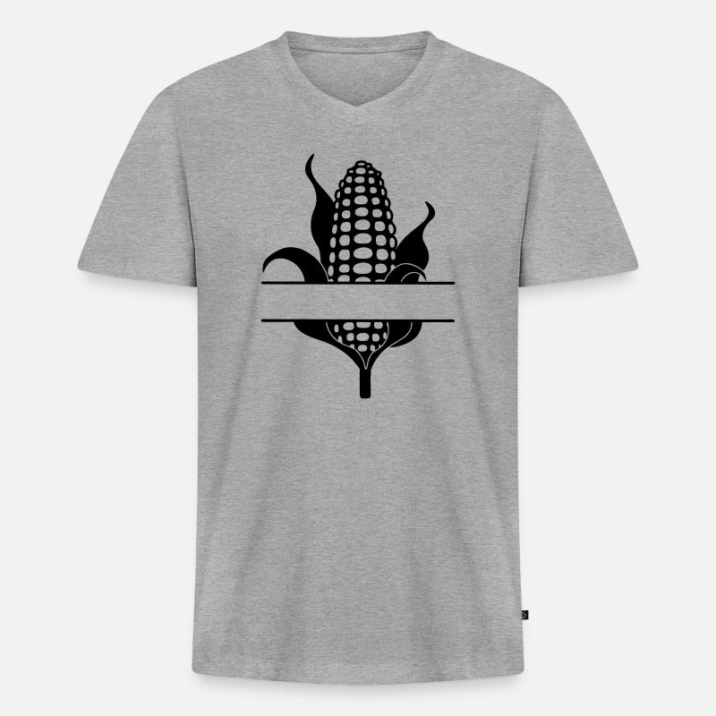 Maiskolben-Textbanner - Männer Premium Bio T-Shirt mit V-Ausschnitt - Grau meliert