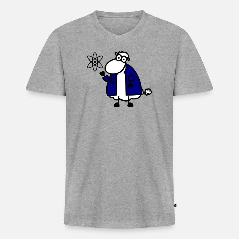 Physikschaf - Männer Premium Bio T-Shirt mit V-Ausschnitt - Grau meliert