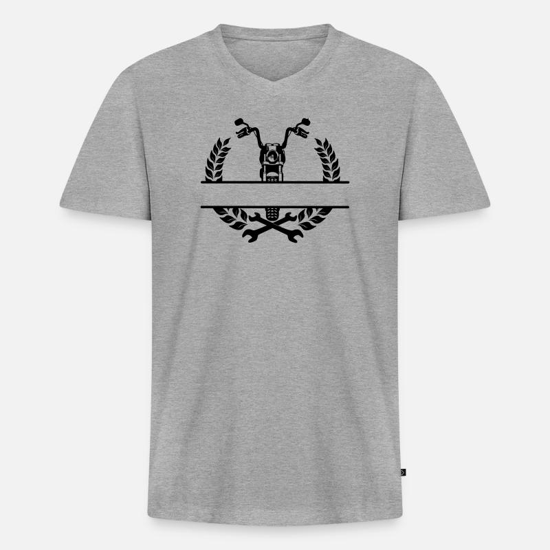 Motorradmechaniker- oder Werkstattlogo - Männer Premium Bio T-Shirt mit V-Ausschnitt - Grau meliert